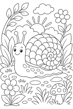 Snail With a Scaled Shell line art