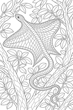 Flying Snake Gliding line art
