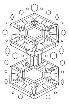 Capped Column Snowflake line art