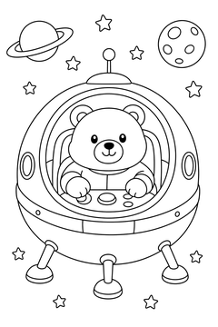 Bear in a Space Capsule line art