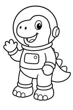 Dinosaur Astronaut line art