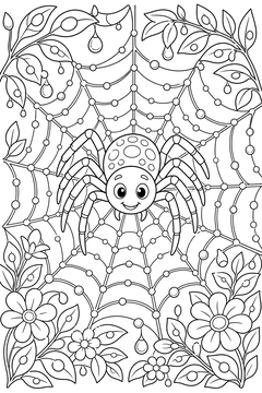 Detailed Dewy Web line art