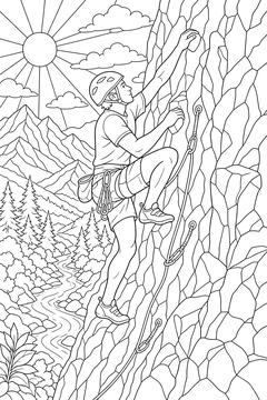 Rock Climbing line art