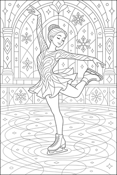 Figure Skating Spin line art