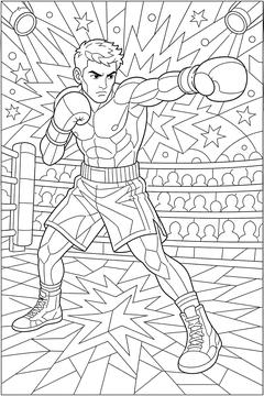 Boxing Jab line art