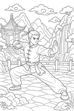 Kung Fu Stance line art