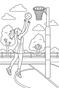Netball Shot line art
