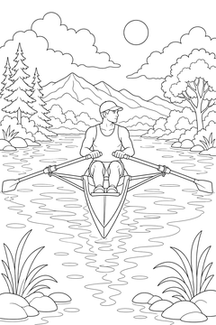 Single Sculler line art