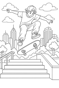 Skateboard Kickflip line art