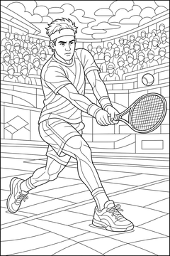 Tennis Backhand line art