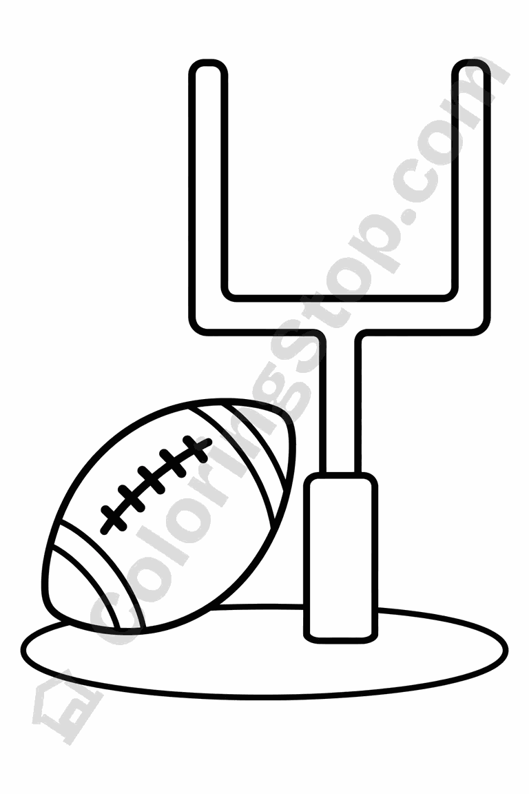 Ball and Goalpost - line-art coloring page