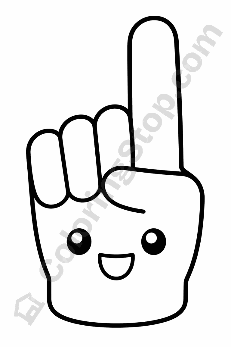 Foam Finger - line-art coloring page