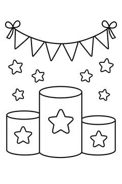 Medal Podium With Bunting line art