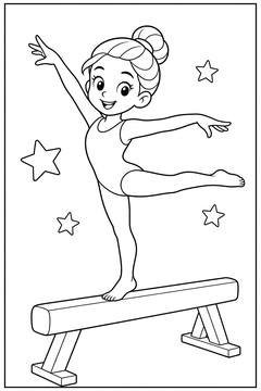 Gymnast Balance Beam line art