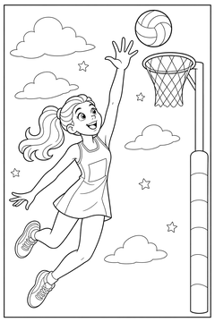 Netball Defender Block line art
