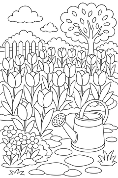 Tulip Garden line art