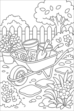 Garden Wheelbarrow line art