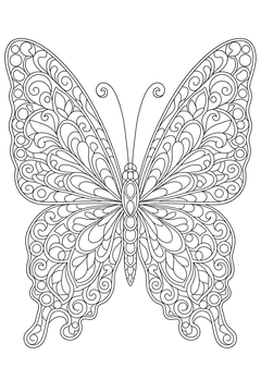 Symmetrical Glass Butterfly line art