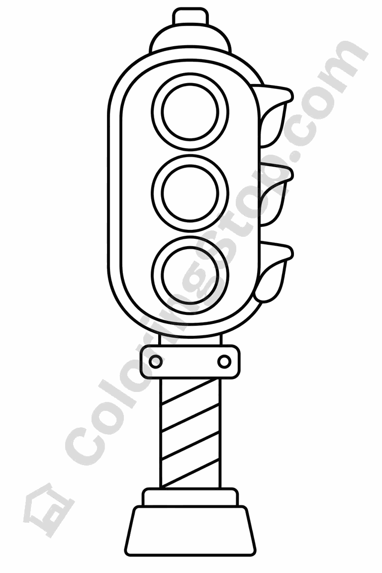 Single Railway Signal - line-art coloring page