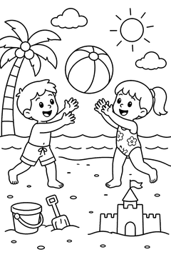 Beach Ball Game line art