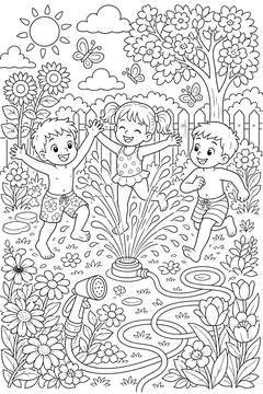 Garden Sprinkler Fun line art