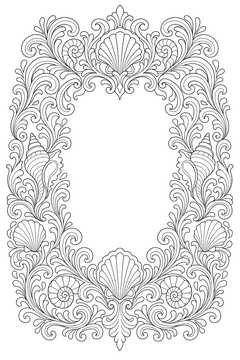 Ornamental Wave Frame line art