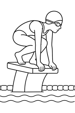 Diving Start - line-art coloring page