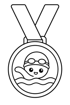 Swim Medal line art