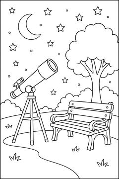 Telescope With a Bench line art