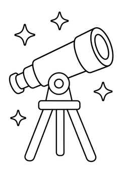 Telescope With Stars line art