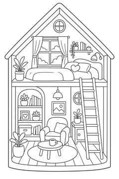Loft-Window Cutaway line art