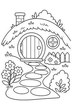 Round-Door Hill House line art