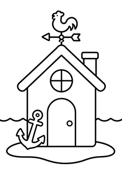 Seaside Cottage line art