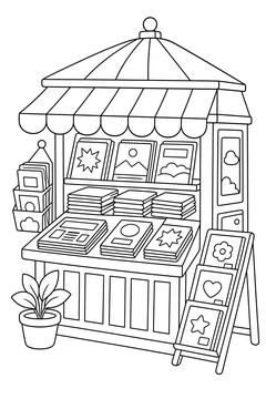News Kiosk line art
