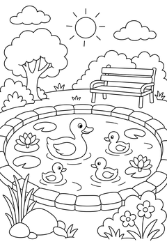 Town Pond line art