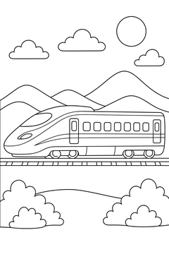 Bullet Train Side Profile line art