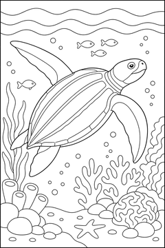 Leatherback in Open Water line art