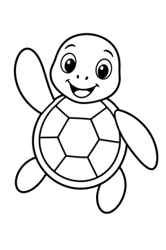 Waving Sea Turtle line art