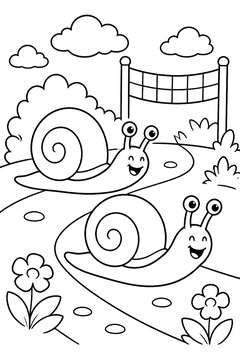 Two Snails Racing line art