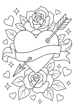 Arrow Through a Heart line art