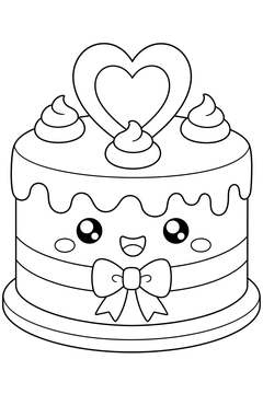Heart Cake line art