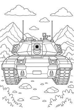 Battle Tank Front View line art