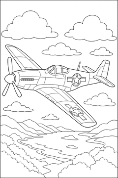 Propeller Warplane line art