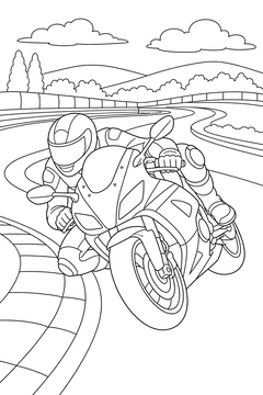 Sport Bike - line-art coloring page