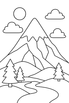 Snow-capped Mountain line art