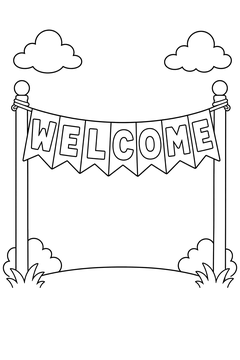 Welcome Banner (English) line art