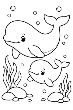 Beluga and Baby line art