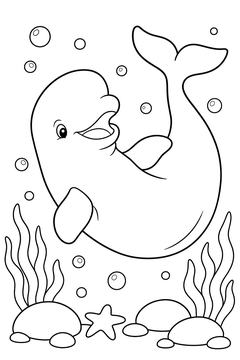 Playful Beluga line art