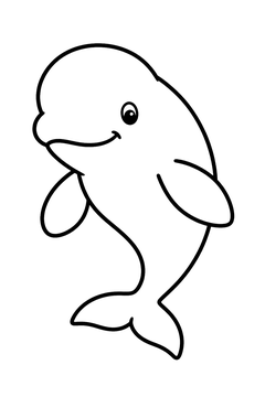 Smiling Beluga Whale line art