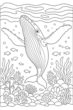 Humpback With Fins Spread line art